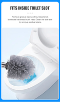 Brosse de toilette moderne et simple à long manche en acier inoxydable, réutilisable en PP, blanche et écologique, pour nettoyage en profondeur, vente en gros