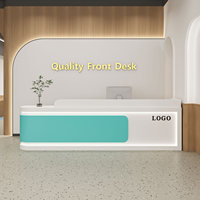 Bureau d'accueil intelligent de luxe avec LED, chargeur sans fil 15W, haut-parleur, logo personnalisé, entièrement assemblé, en contreplaqué, pour salon ou bureau