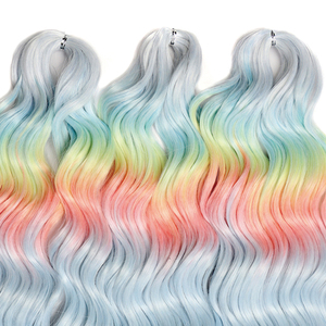 Extensiones de <span class=keywords><strong>Cabello</strong></span> Sintético Ombre Arcoíris de 24 Pulgadas, Ondas de Agua, <span class=keywords><strong>para</strong></span> Trenzar, Tejido de Ganchillo, Rizado Profundo, Sintético - Product Image 4