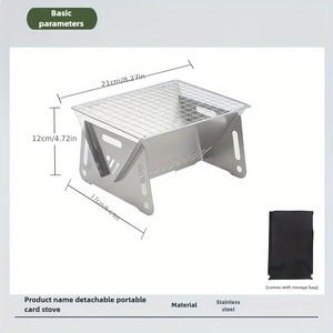 Estufa Portátil Plegable <span class=keywords><strong>de</strong></span> Acero Inoxidable Pulido para Exteriores, con Parrilla <span class=keywords><strong>de</strong></span> 16x13cm, para Acampar y Asar a la Parrilla - Product Image 5