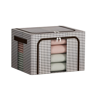 Clothing Organizer Storage Box Houndstooth Pattern Rectangle Large Capacity With Window For Wardrobe Use - Product Image 3