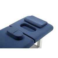 Table de massage à cadre métallique, lit de massage réglable en deux sections avec étagère de rangement, revêtement en tissu pour spa et salon de beauté