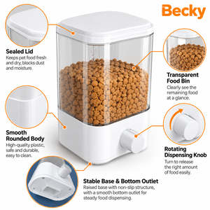 Seau pratique en plastique pour aliments pour chiens et chats, boîte <span class=keywords><strong>de</strong></span> rangement scellée anti-humidité, conteneur pour aliments pour chats, boîte <span class=keywords><strong>de</strong></span> rangement pour céréales - Product Image 2