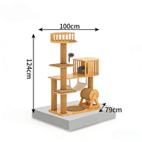 Colección de Árboles para Gatos de Madera Maciza, Diseño Completo, Varios Modelos, Set de Exhibición para Venta al por Mayor