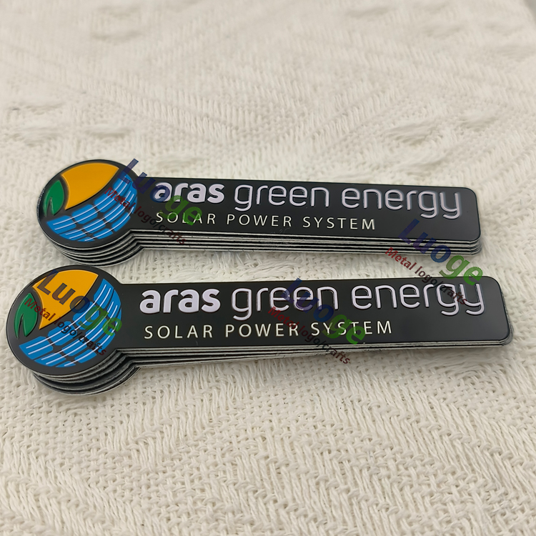 Custom Metal Solar Sticker Label with Embossed Logo Self Adhesive Aluminium Label with Multicolor Printing