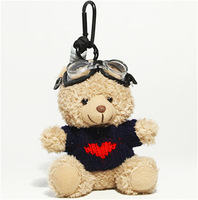 Jouets en peluche mignons pull pilote panda porte-clés en peluche avec lunettes peluches peluche poupée ours Panda porte-clés pour machine à griffes