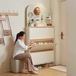 Organisateur de chaussures en bois minimaliste sur mesure, 5 niveaux, design autoportant pour les intérieurs de chambre compactes, meubles gain de place - Product Image 2