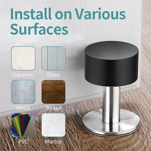 Hôtel Salle <span class=keywords><strong>de</strong></span> bain Cuisine Moderne Petit arrêt <span class=keywords><strong>de</strong></span> porte Acier inoxydable Noir satiné avec tête en caoutchouc Protecteur mural Butées <span class=keywords><strong>de</strong></span> porte en verre - Product Image 5