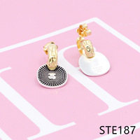 BLLYF141- TE Bijoux tendance pour femmes en argent sterling 925, boucles d'oreilles créoles et clous en zircon en forme de goutte et d'étoile