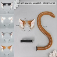 Combo réaliste en peluche avec queue d'oreille de chat, bandeau animal cosplay, accessoire