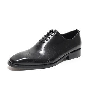 Zapatos formales de negocios de cuero con textura de cuero británico, punta puntiaguda, cordones transpirables, zapatos casuales para hombre hechos a mano - Product Image 2