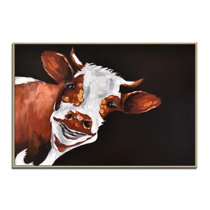 Oversize Hand Painted Living Room Home Decor Animal Cow Pictures Modern Artwork Canvas Wall Art Abstract Oil Paintings