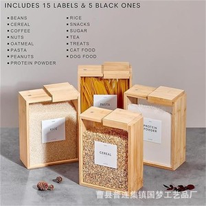 Wooden Grain Storage <b>Box</b> Rectangle Flip Top Lid Natural Wood Color Food Container - Product Image 4