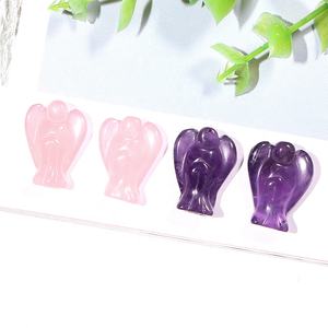 15x20มม. หินกระเป๋าขนาดเล็กรักษางานฝีมือแกะสลักรูปปั้นนางฟ้าคริสตัลผู้พิทักษ์กุหลาบควอตซ์แอเมทิสต์เทวดาของขวัญตกแต่ง - Product Image 6