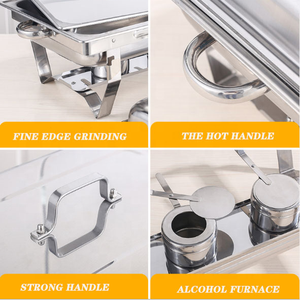 Wholesale Stainless Steel <strong>Chafing</strong> <strong>Dish</strong> <strong>Buffet</strong> <strong>Set</strong> Chaffing <strong>Dish</strong> Cheffing <strong>Dishes</strong> Food Warmer Rechaud INOX RETANGULAR for Catering - Product Image 3