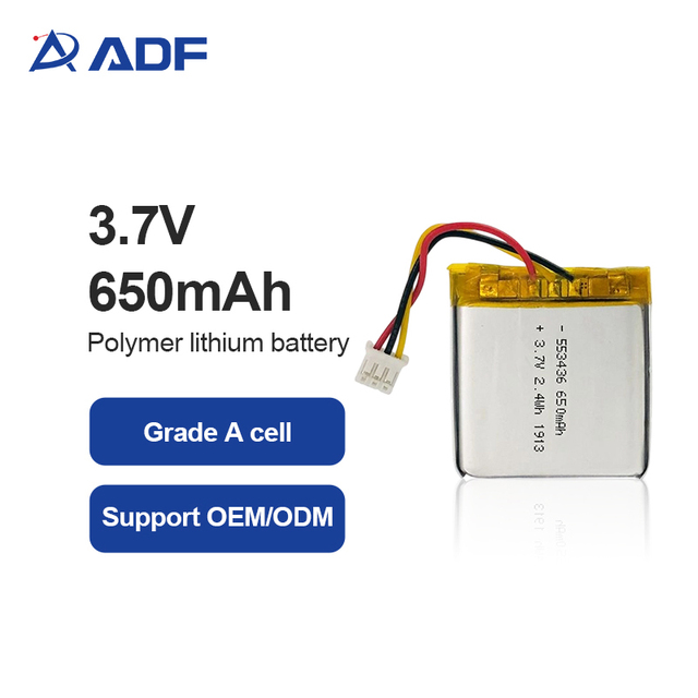 High Capacity 3.7V 650mah Li Polymer Battery for Smart Band Watch High Rate 553436 Pouch Lithium Ion Batteries for Gps