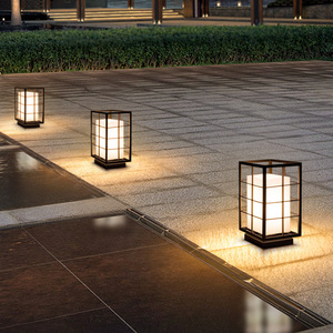 Lampe de sol LED imperméable de style japonais pour cour extérieure, terrasse, balcon, éclairage décoratif d'ambiance - Product Image 4