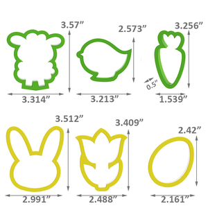 Ensemble de 6 <span class=keywords><strong>emporte</strong></span>-pièces de Pâques - Moules en plastique en forme de lapin, d'œuf, de poussin et de fleur pour la décoration de fondant, biscuits et pâtisseries - Product Image 3