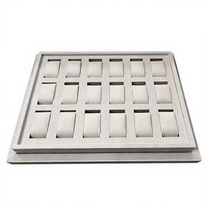 <b>Rectangular</b> <b>Watch</b> Box with Beige Linen Interior and Leatherette Exterior Dustproof Case 18 Slots - Product Image 1