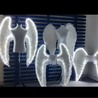 Ailes d'ange lumineuses en plumes blanches LED, accessoire de costume pour spectacle sur scène, accessoire de déguisement pour spectacle de nuit en boîte de nuit