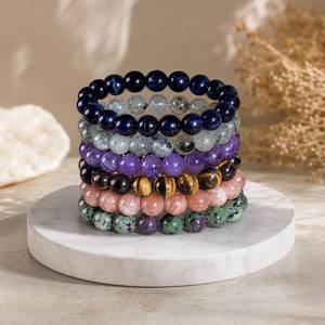 Bracelet de perles rondes en cristal naturel de 8 mm, bracelet de perles en pierres précieuses mélangées, bracelet extensible élastique pour femmes, bijoux en cristal de guérison, vente en gros - Product Image 4