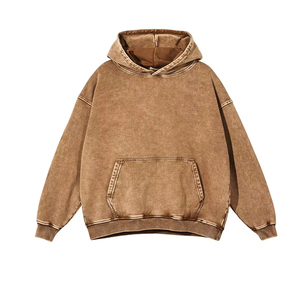 Sweat-shirt à capuche 100 % coton délavé sur mesure, série High Street, style rétro vieilli, vente en gros - Product Image 1