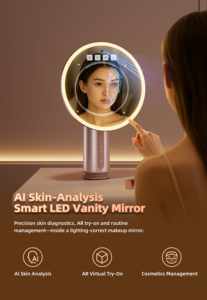 Venta al por mayor 3 modos de colores Control de sensor táctil Redondo Led AR <span class=keywords><strong>Maquillaje</strong></span> <span class=keywords><strong>virtual</strong></span> con luces AI Análisis DE LA PIEL Smart LED Vanity Mirror - Product Image 4