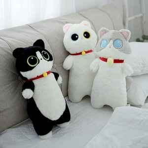 Peluche chat mignon de dessin animé, coussin long, jouet en peluche, poupée chaton qui miaule, animal en peluche, marionnette pour enfants - Product Image 2