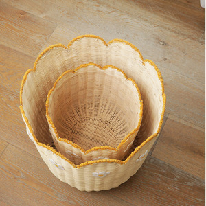 Rattan <b>Storage</b> <b>Basket</b> Circle Shape Eco-Friendly Handmade For Home Decor Toy <b>Storage</b> - Product Image 4