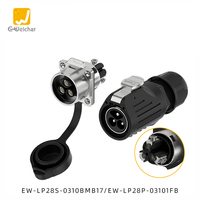 Connecteur circulaire étanche E-Weichat LP28 IP68 à visser, 2/3 pôles, mâle/femelle, à bride, pour aviation, 500V 50A