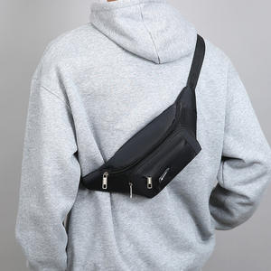 Bolso de pecho de nailon para hombre, gran capacidad, repelente al agua, resistente al desgaste, uso diario al aire libre, color gris, negro, color sólido - Product Image 5