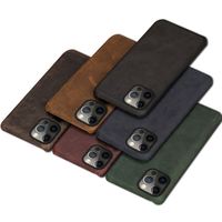 Étui en cuir véritable Boshiho pour iPhone 17 Pro, résistant aux chocs et à l'eau, portable, avec logo personnalisé, style rétro vintage Crazy Horse, multi-usages