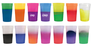 Gobelet de stade personnalisé de 16 oz changeant de couleur, gobelets en plastique durables sans BPA réagissant aux liquides glacés - Product Image 2