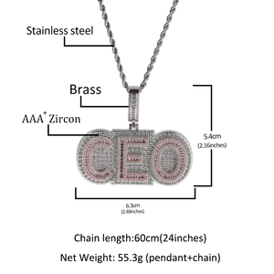 Personalizado latón Rosa CZ pavimentado chapado en oro blanco nombre collar veces nueva fuente romana letra collar <span class=keywords><strong>Bijoux</strong></span> colgante personalizado - Product Image 6