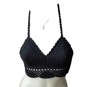 Haut court en <span class=keywords><strong>crochet</strong></span> <span class=keywords><strong>blanc</strong></span> fait à la main pour femmes <span class=keywords><strong>gilet</strong></span> à dos nu tricoté respirant avec hauts corset courts - Product Image 1