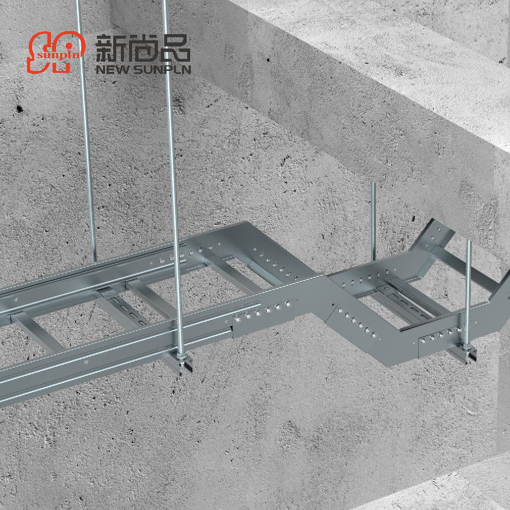 450 3mm powder coated galvanized Q235 carbon steel ladder cable tray for building infrastructure perforated cable tray