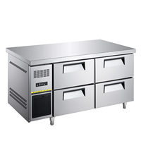 Cuisine commerciale de taille personnalisée équipement à quatre tiroirs en acier inoxydable 250l 350l Table de préparation réfrigérateur Pizza comptoir refroidisseur