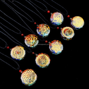 قلادة الشاكرات السبعة PJ-C038 مع قلادة كريستال وحجر وقلادة بطاقة التارو من الراتنج الطبيعي - Product Image 4