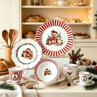 Lelyi Creative ours en peluche de Noël de grande valeur bol et assiette en céramique dessin animé mignon Girly tasse à café délicate et soucoupe