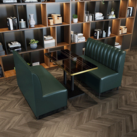 Ensemble Canapé Banquette Table Chaises en Cuir de Luxe Marbre Carré pour Hôtel, Café, Bar Commercial et Restaurant
