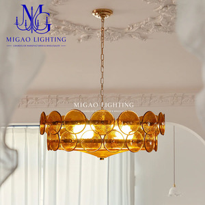 Lámpara de Araña de Cristal Artístico Texturizado Marrón Ámbar Estilo Medieval Francés, Colgante de Lujo Ligero para Salón, Comedor y Techos Altos de Villa - Product Image 2