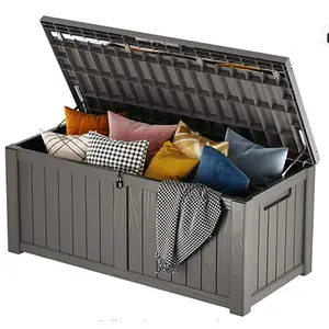 Large 120 Gallon Outdoor Lockable Brown Plastic Deck Storage Box
