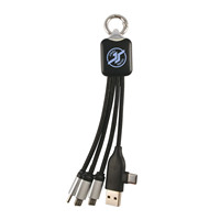 En stock câble de données USB 3 en 1 pour logo gravé pour porte-clés lumière LED lumineuse câble de charge Micro Usb type c câble de téléphone Mini Usb