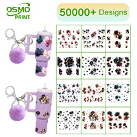 Autocollants UV DTF Mini Stanley pour porte-clés, motifs OSMO 5000+, fraises et fleurs, transfert UV, petite taille UVDTF