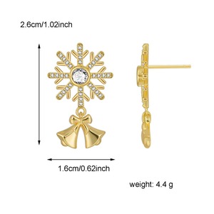 Pendientes de Aro con Forma de Copo de Nieve, Chapados en Oro, Exquisitos y Románticos, de Latón, Joyería de Lujo Ligero, Regalo de Navidad - Product Image 5