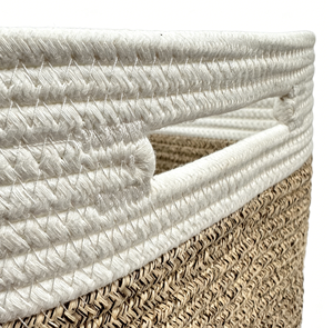 <span class=keywords><strong>Cesto</strong></span> portaoggetti grande in corda di cotone, pieghevole, in tessuto, con manici, <span class=keywords><strong>bianco</strong></span>, in lino, color kaki, per cameretta - Product Image 6