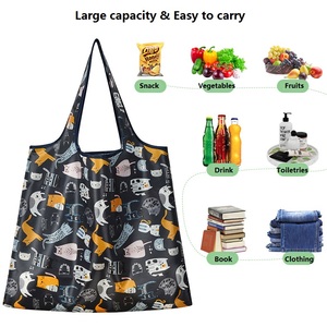 Custom Eco Friendly Nylon <b>Foldable</b> Grocery Shopping <b>Bag</b> Recycled Polyester With Logos - Product Image 5