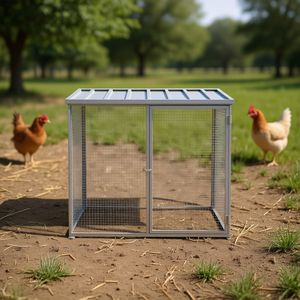 Jaula para pollos de acero galvanizado gris claro de 40.6x38.6x35.4 pulgadas con techo para avicultura - Product Image 2