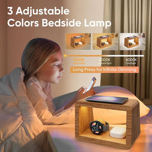 5 في 1 محمول سريع الشحن خشبي 15 واط شعار مخصص هدية ساعة منبه رقمية مع شحن لاسلكي - Product Image 2