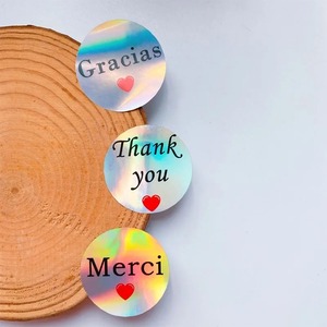 Etichette Adesive Impermeabili Ecologiche e Durevoli in Rotolo per Cancelleria, Scrapbook, con Scritte in Francese e Spagnolo: Grazie, Merci - Product Image 6